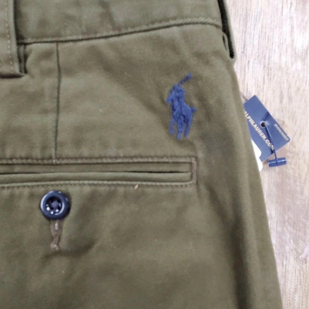 New Vintage Polo Ralph Lauren Preston Pant Men 34x30 Olive Green Chino Cotton